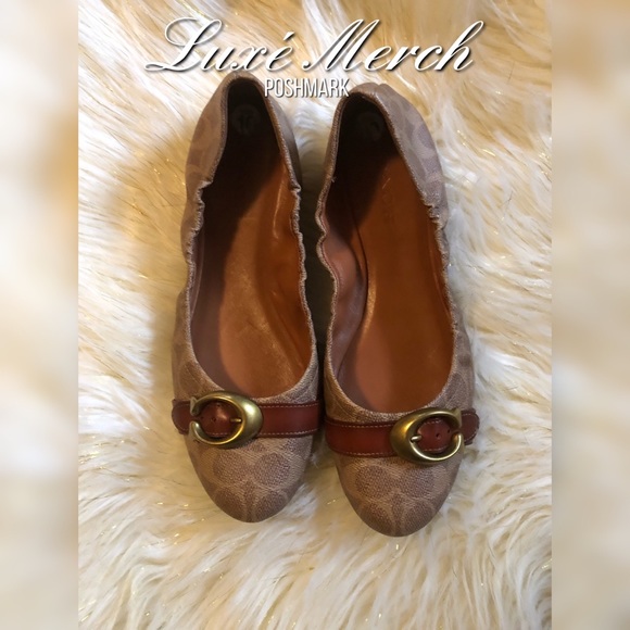 🥿Coach Stanton Leather Ballet Flats - Brown - Picture 1 of 5